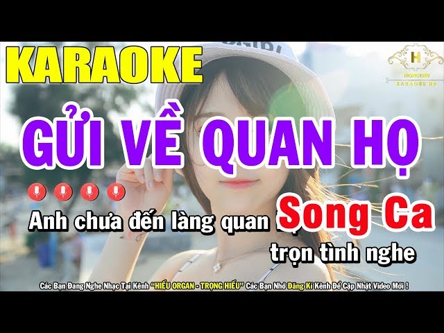 Karaoke Gửi Về Quan Họ Song Ca Nhạc Sống | Trọng Hiếu